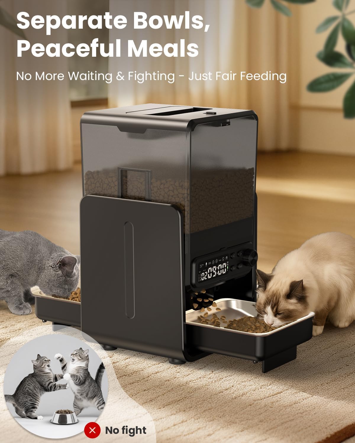 Smart 5L Double Cat Feeder with Dual Power Backup
