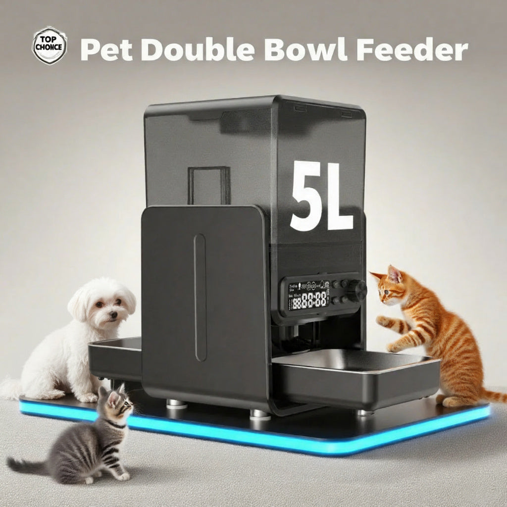 Smart 5L Double Cat Feeder with Dual Power Backup